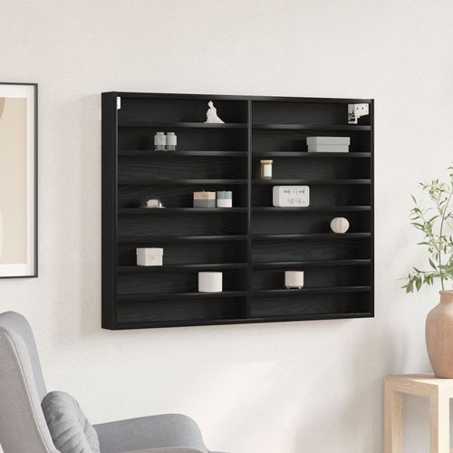 Vitrine Vidaxl Cabinet Noir Chêne 100x8,5x75 Cm Bois D'ingénierie
