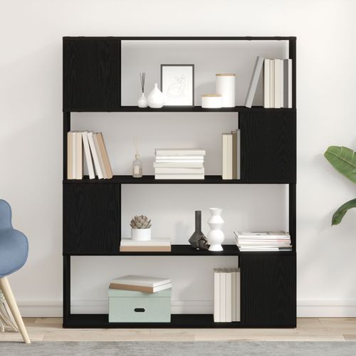 Bibliothèque Vidaxl Noir Chêne 100x24x124 Cm En Bois D'ingénierie