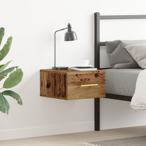 Table De Chevet Murale En Bois Ancien 35x35x20 Cm