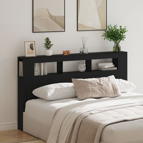 Tête De Lit De Rangement Vidaxl Avec Éclairage Led Chêne Noir 180x18,5x103,5 Cm