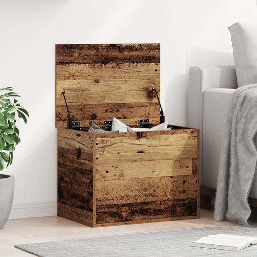 Coffre De Rangement Vidaxl Avec Couvercle En Bois Vieilli 60x42x46 Cm En Bois Reconstitué