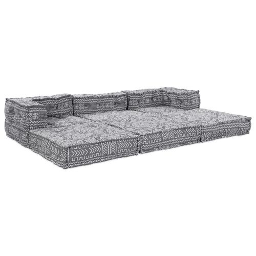 Canapé-Pouf Modulable 3 Places Convertible En Tissu Gris Clair