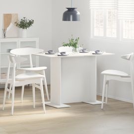Table À Manger Vidaxl Blanche 110x60x75 Cm En Bois D'ingénierie
