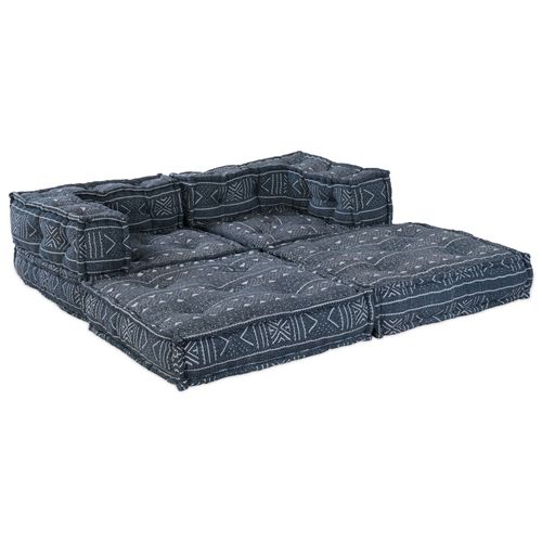 Pouf Convertible Modulable 2 Places En Tissu Indigo Vidaxl