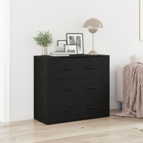 Buffet Vidaxl Noir Chêne 33x80x70 Cm Bois Reconstitué