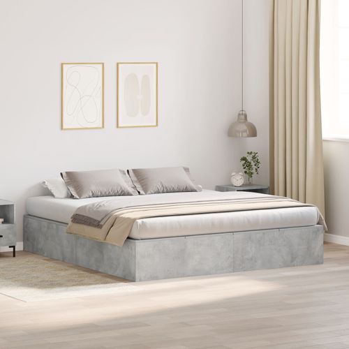 Cadre De Lit De Rangement Vidaxl Gris Béton 180x200 Cm