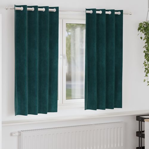 Rideaux Occultants Vidaxl Avec ?illets 2 Pcs Vert Foncé Velours