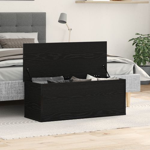 Coffre De Rangement Vidaxl En Chêne Noir 102x35x35 Cm, En Bois D'ingénierie