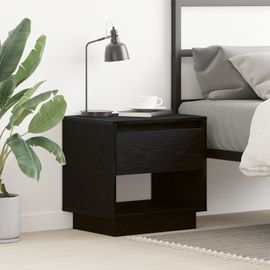 Table De Chevet Vidaxl Noir Chêne 45x34x48 Cm Bois D'ingénierie
