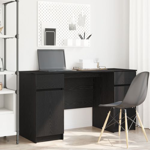 Bureau Vidaxl Noir Chêne 140x49x76 Cm Bois D'ingénierie
