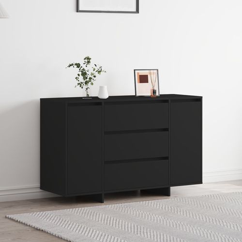 Buffet Vidaxl Noir Bois D'ingénierie Buffet Rectangulaire Moderne