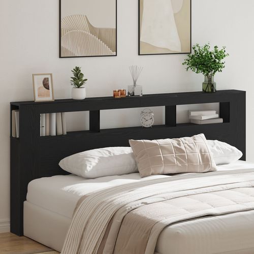 Tête De Lit De Rangement Vidaxl Avec Lumières Led Chêne Noir 220x18,5x103,5 Cm