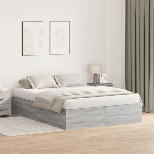 Cadre De Lit De Rangement Vidaxl Gris Sonoma 135x190 Cm