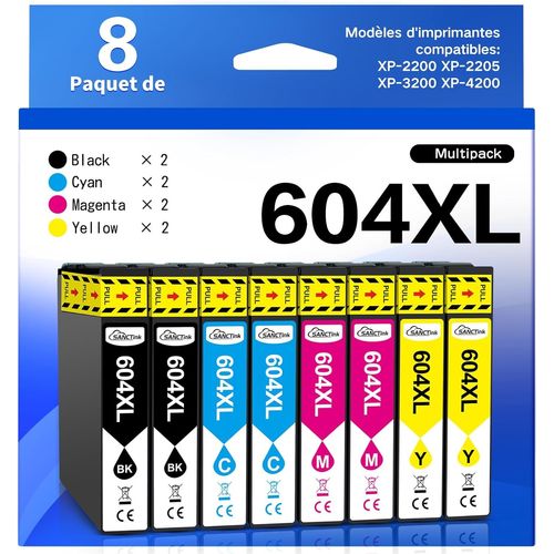 SHILIU-604 XL Cartouches d'encre (Paquet de 8) pour Epson 604XL pour Cartouche Epson XP 2200 Compatible pour Epson XP 2205 XP 3200 [