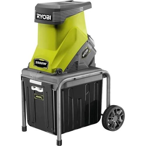Broyeur végétaux 2500W à roulettes avec bac 40L pour branches jusqu¿à 45mm et couteaux réversibles haute performance