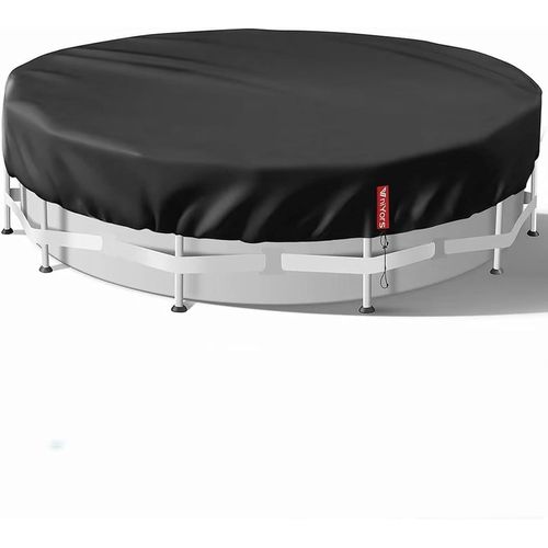 GOUTS ET COULEURSBache Piscine 460, 420 D Bache A Bulle Piscine, Et Piscines Hors Sol, Bache De Protection Résistantes À La Poussière Avec Cordons De Serrage Et Piquets De Sol (460Cm Noir)