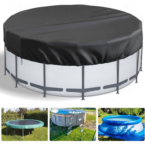GOUTS ET COULEURSBâche Piscine Pour Piscines De 4.7M, Bâche Imperméable Oxford Durable, Piscine D'Été Et D'Hiver Bache Piscine Avec Haubans Et Piquets De Sol, Facile À Installer, Noir (4.7M)