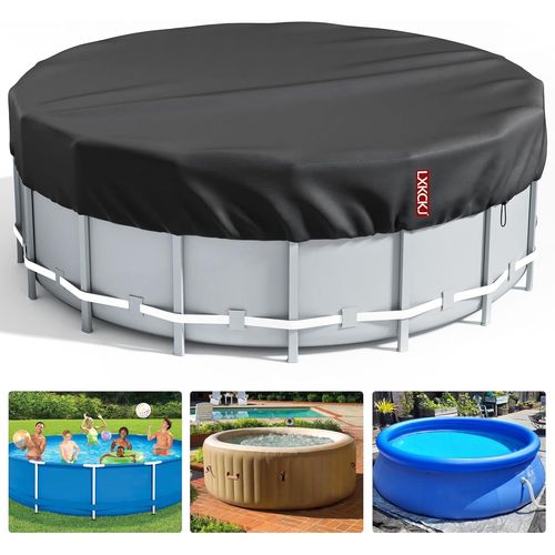 GOUTS ET COULEURSBâche 4 Saisons Pour Piscine Hors Sol, Bâche Protection Pour Piscine, Couverture De Extérieur Ronde Spa Baignoire Idéale Pour Garder Votre Piscine Propre (2,4 M, Noir)