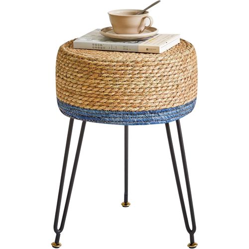 Gouts Et Couleursottoman, Tabouret Pouf, Petit Repose-Pieds En Matériau Algue, Chaise De Coiffeuse, Tabourets De Canapé, Style Pastoral, Pour Salon, Chambre 32×32×45cm Noir Hbd029b