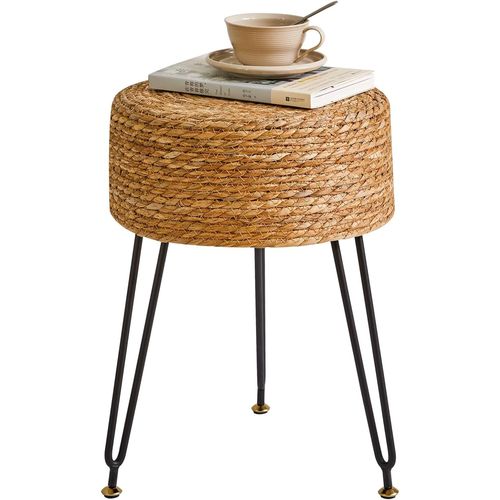 Gouts Et Couleursottoman, Tabouret Pouf, Petit Repose-Pieds En Matériau Algue, Chaise De Coiffeuse, Tabourets De Canapé, Style Pastoral, Pour Salon, Chambre 32×32×45cm Noir Hbd029b