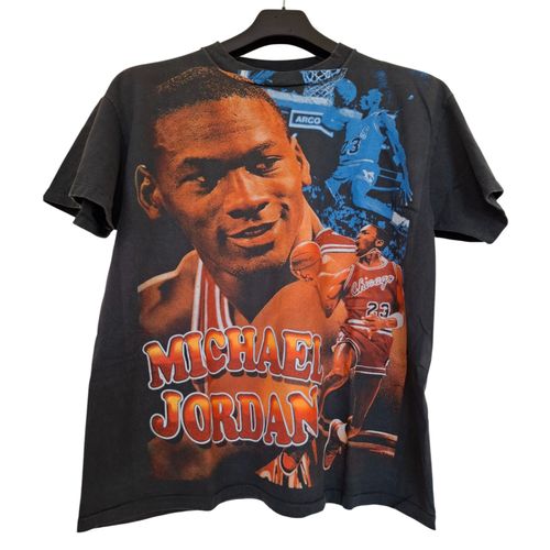 T-Shirt Gris Délavé Style Sérrigraphié Bootleg Michael Jordan