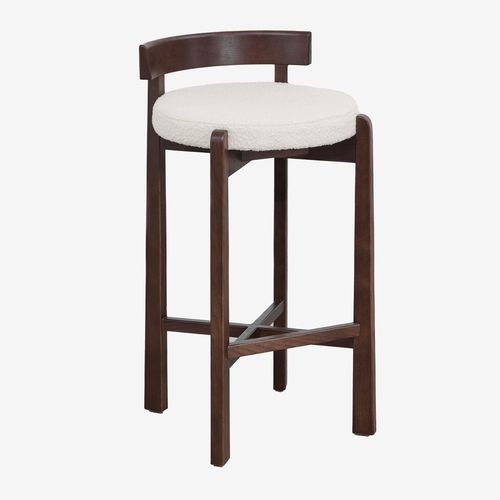 Lot De 2 Tabourets Hauts En Bois De Chêne Et Revêtement Manila Bois Foncé ¿75 Cm