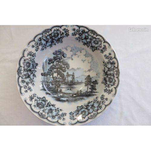 Ancien Plat Rond Creux Faïence Oxford