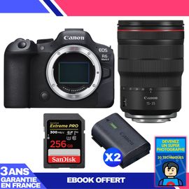 Boitier Canon EOS R6 Mark II + RF 15-35mm f/2.8 L IS USM + 1 SanDisk 256GB Extreme PRO UHS-II SDXC 300 MB/s + 2 Canon LP-E6NH + Ebook 'Devenez Un Super Photographe'