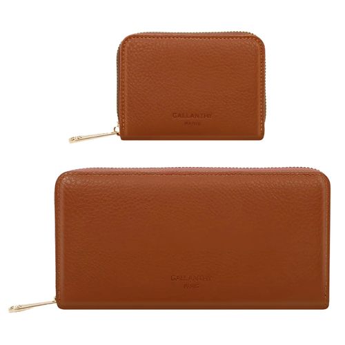 Coffret Cadeau Portefeuille et Porte-cartes Femme Gallantry Marron