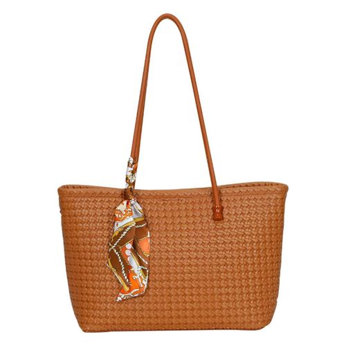 Sac à Main pour Femme à Motif Tressé avec Foulard Gallantry Marron