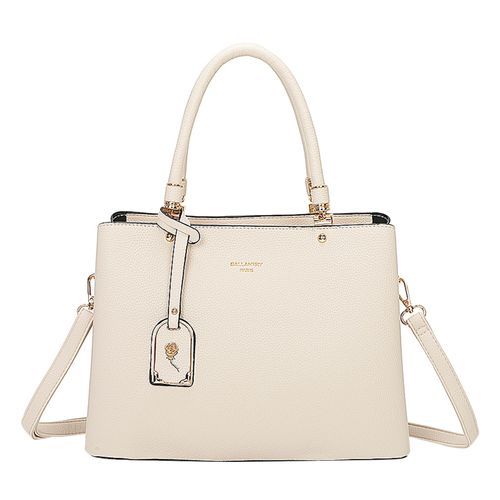 Sac à Main Cabas pour Femme avec une Attache Fleur Métallisé Gallantry Beige