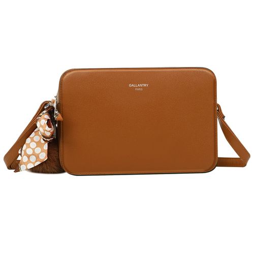 Sac Bandoulière pour Femme Décoré d'un Pompon et un Foulard Gallantry Marron
