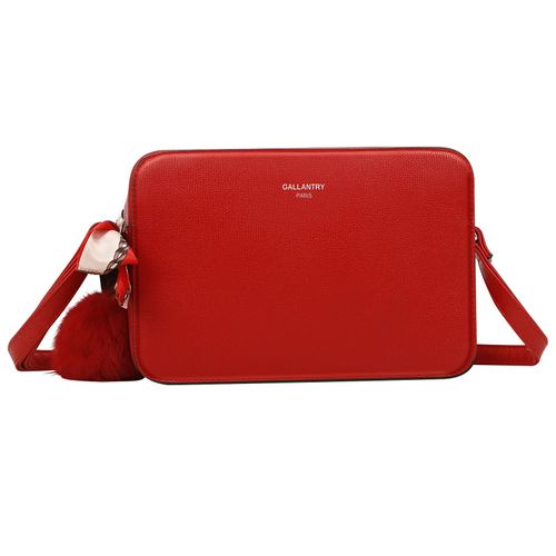 Sac Bandoulière pour Femme Décoré d'un Pompon et un Foulard Gallantry Rouge