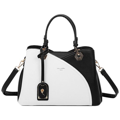 Sac à Main pour Femme Elégant à Effet Grainé Gallantry Blanc / Noir