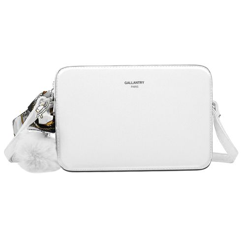 Sac Bandoulière pour Femme Décoré d'un Pompon et un Foulard Gallantry Blanc