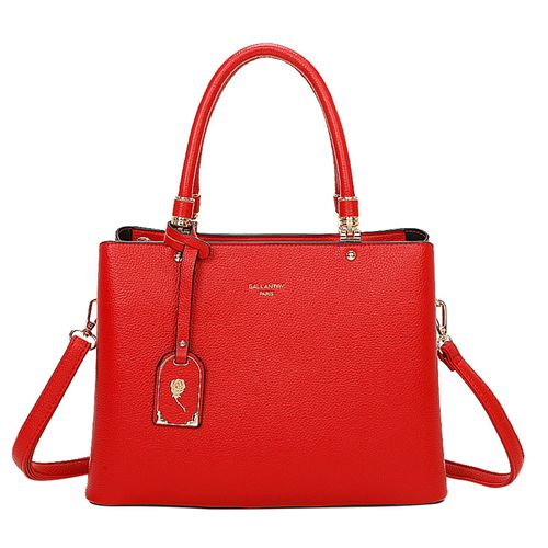 Sac à Main Cabas pour Femme avec une Attache Fleur Métallisé Gallantry Rouge