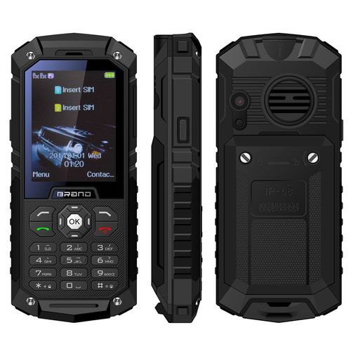 Téléphone Incassable Chantier Double SIM Portable Antichoc 2.4' IP68 Lampe Noir + SD 16Go YONIS