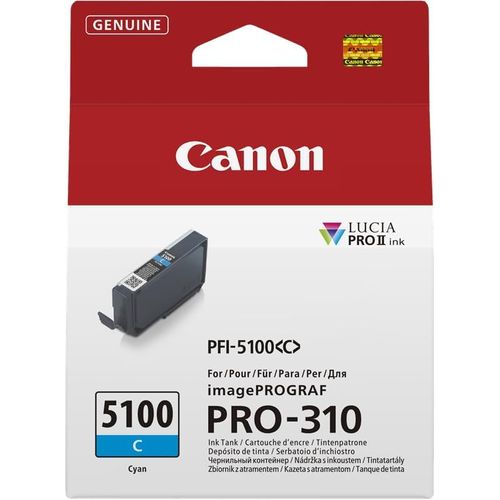 Canon PFI-5100 C - 14.4 ml - cyan - original - boîte de suspension - réservoir d'encre - pour imagePROGRAF PRO-310