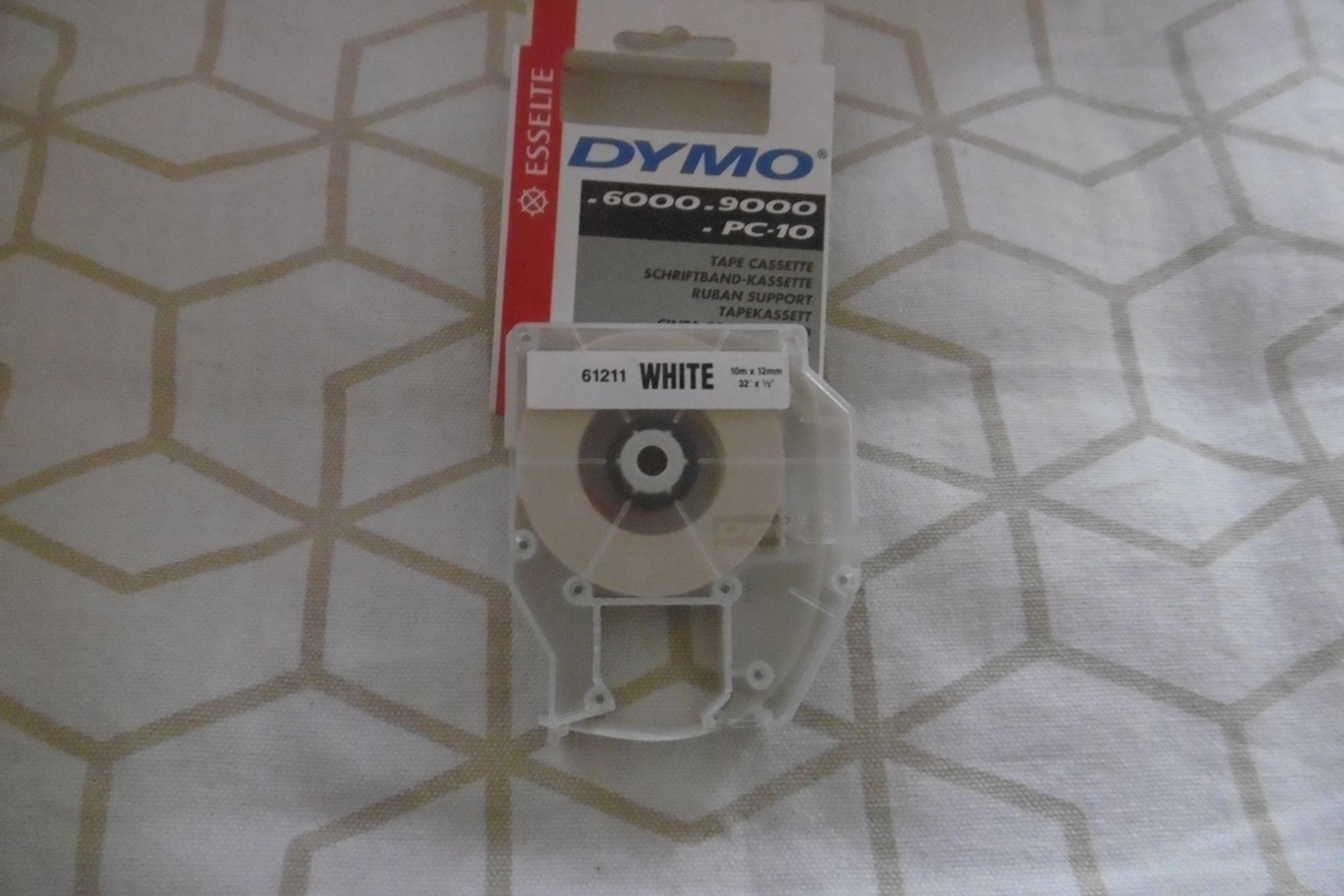 Dymo Cassette Ruban 12mmx10m Fond Blanc Écriture Noire Dymo 61211 Pour Titreuse 6000/9000/Pc10