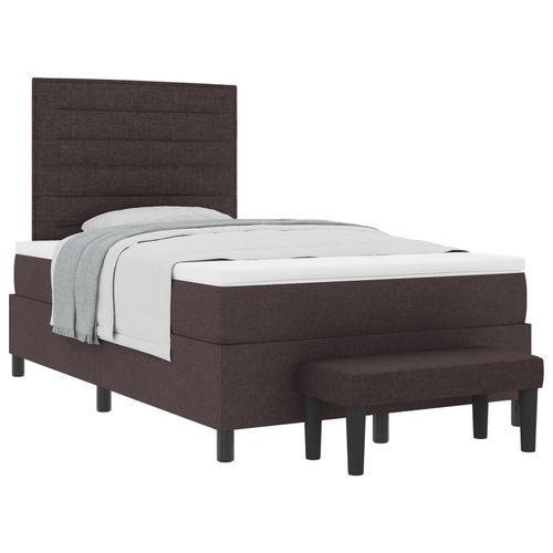 Vidaxl Lit Avec Sommier Et Matelas & Banc Brun Foncé 120x200 Cm En Tissu