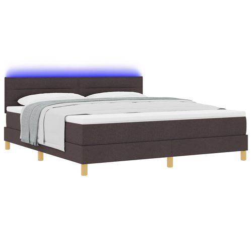 Vidaxl Lit À Sommier Tapissier Avec Matelas & Led Marron Foncé 180x200 Cm Tissu