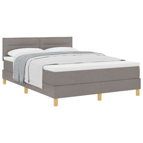 Vidaxl Lit À Sommier Avec Matelas Taupe 140x200 Cm En Tissu