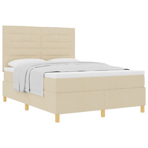 Vidaxl Lit À Ressort Avec Matelas Crème 140x200 Cm Tissu