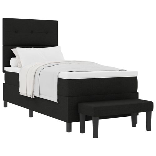 Vidaxl Lit À Sommier Avec Matelas Et Banc Noir 100x200 Cm Tissu