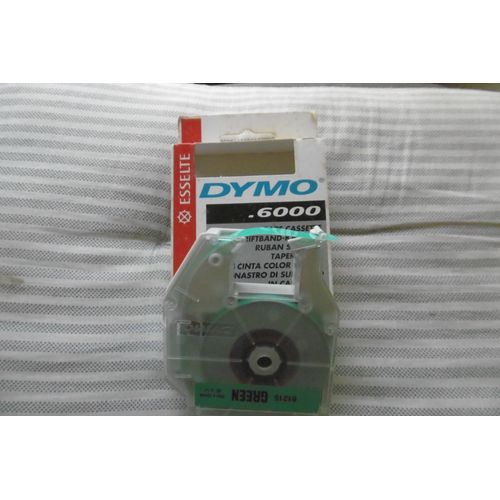 Dymo Ruban Cassette 12mmx10m Fond Vert Écriture Noire Pour Étiqueteuse Dymo 6000 Code  61215