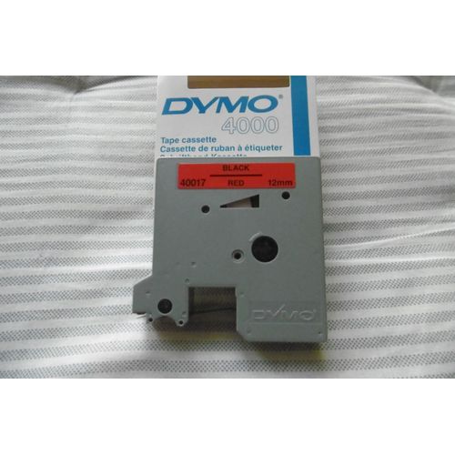 Dymo Ruban Cassette 12mmx7.5m Fond Rouge Écriture Noire Pour Étiqueteuse Dymo 4000 Code 40017