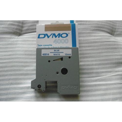 Dymo Ruban Cassette 12mmx7.5m Fond Blanc Écriture Bleue Pour Étiqueteuse Dymo 4000 Code 40014