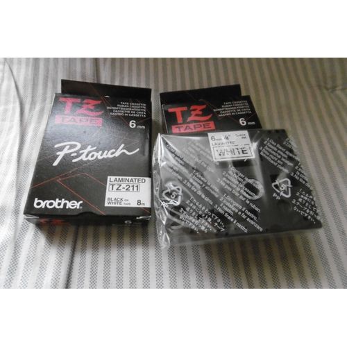Brother Ruban Laminé 6mmx8m Pour Titreuse Pen Touch Brother 200:300:520:1200:2500:9200:St5 Tz211 Lot De 2