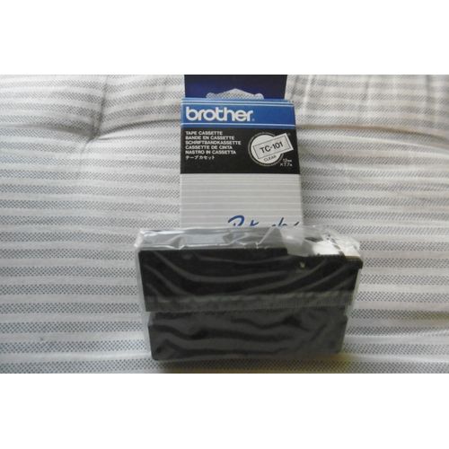 Brother Ruban Cassette 12mmx7.7m Transparent:Noir Pour Titreuse Brother 500/2000/3000 Brother Tc101