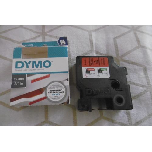 Ruban Cassette 19mmx7m Fond Rouge Écriture Noire Pour Titreuse Dymo Laberpoint Dymo S0720870